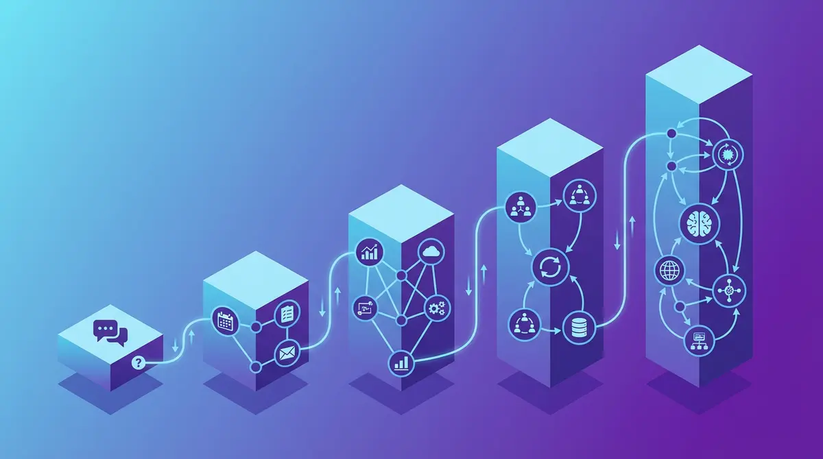 Fem mognadsnivåer för AI: Från enkel chattbot till helt autonomt agentsystem