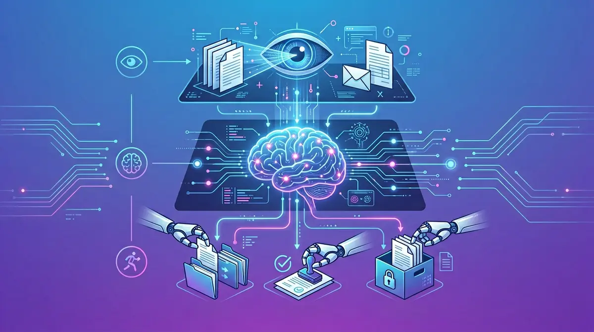 Agentic AI-IDP-arkitektur med perception, resonemang, handling