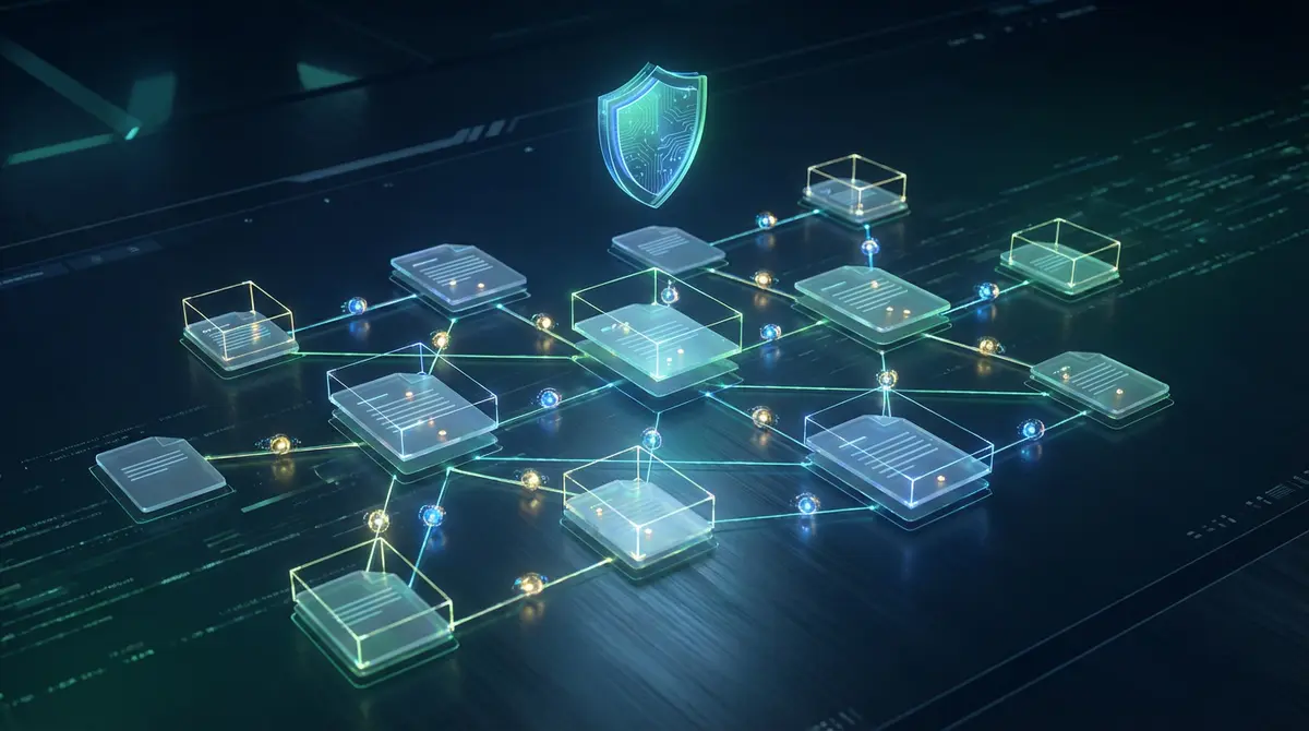 Enterprise kunskapsgraf med kopplade dokumentknutar och AI-agenter