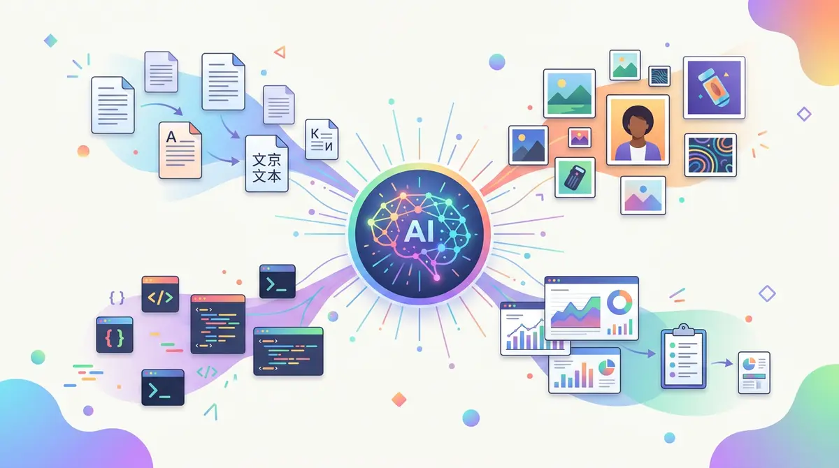 Generativ AI skapar varierat innehåll: texter, bilder, kod och analyser