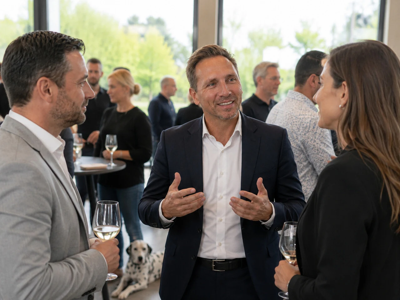Daniel Schönland berbicara dengan anggota tim di lokasi Navarra