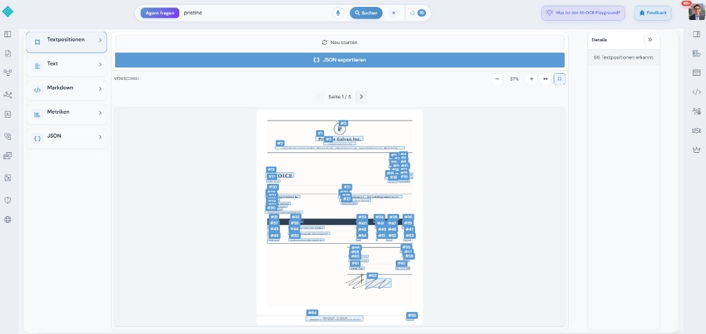 Text positions with numbered bounding boxes on the invoice
