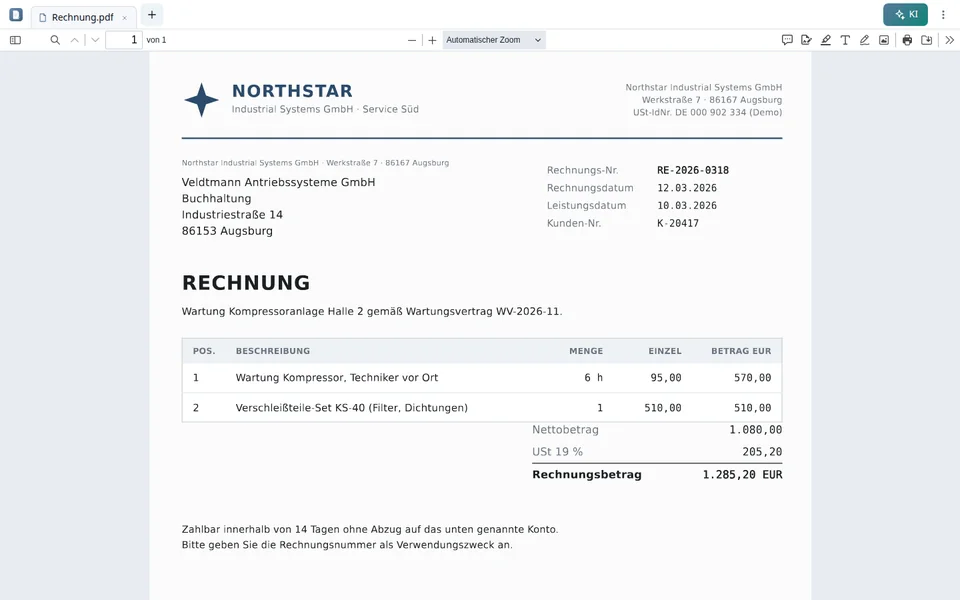 PaperOffice PDF Reader, helle Darstellung