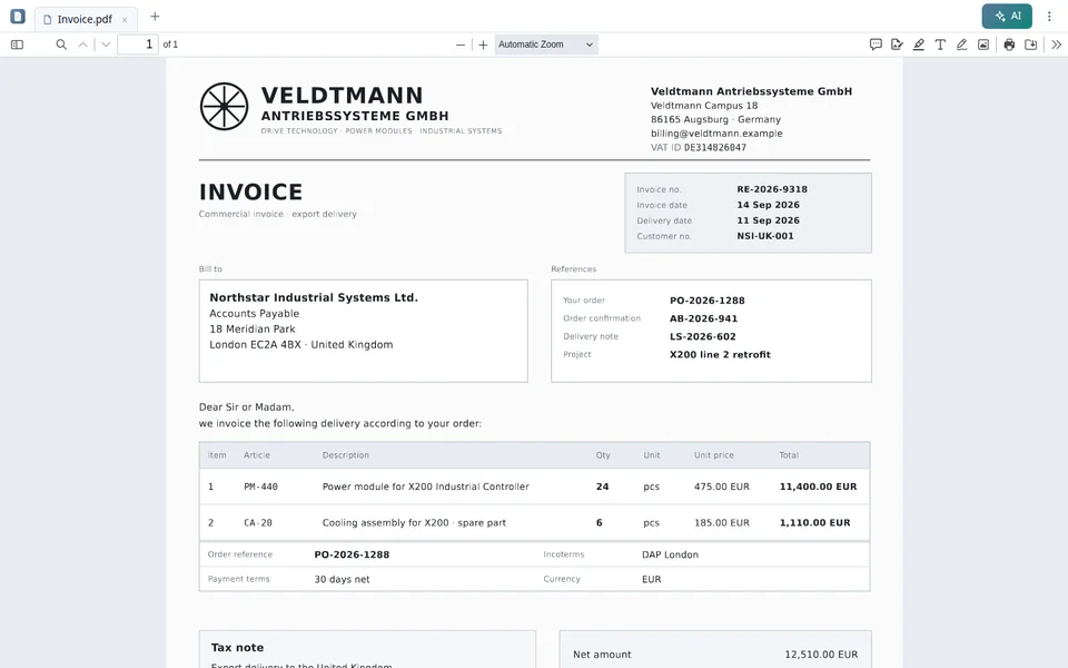PaperOffice PDF Reader, licht thema