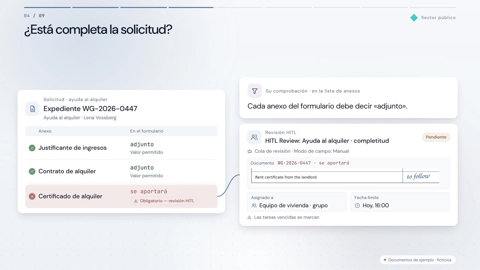 Solicitud entra, expediente completo. Plazo y registro incluidos.