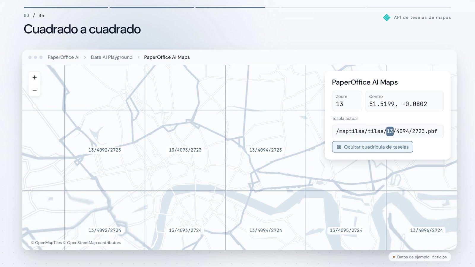 Teselas de mapas en acción