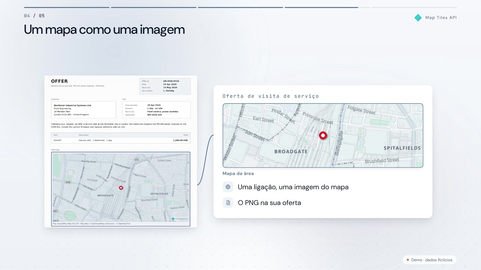 Tiles de mapa em ação
