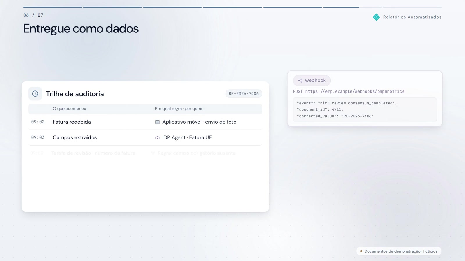 Os números estão no comprovante. Não na lista ao lado.