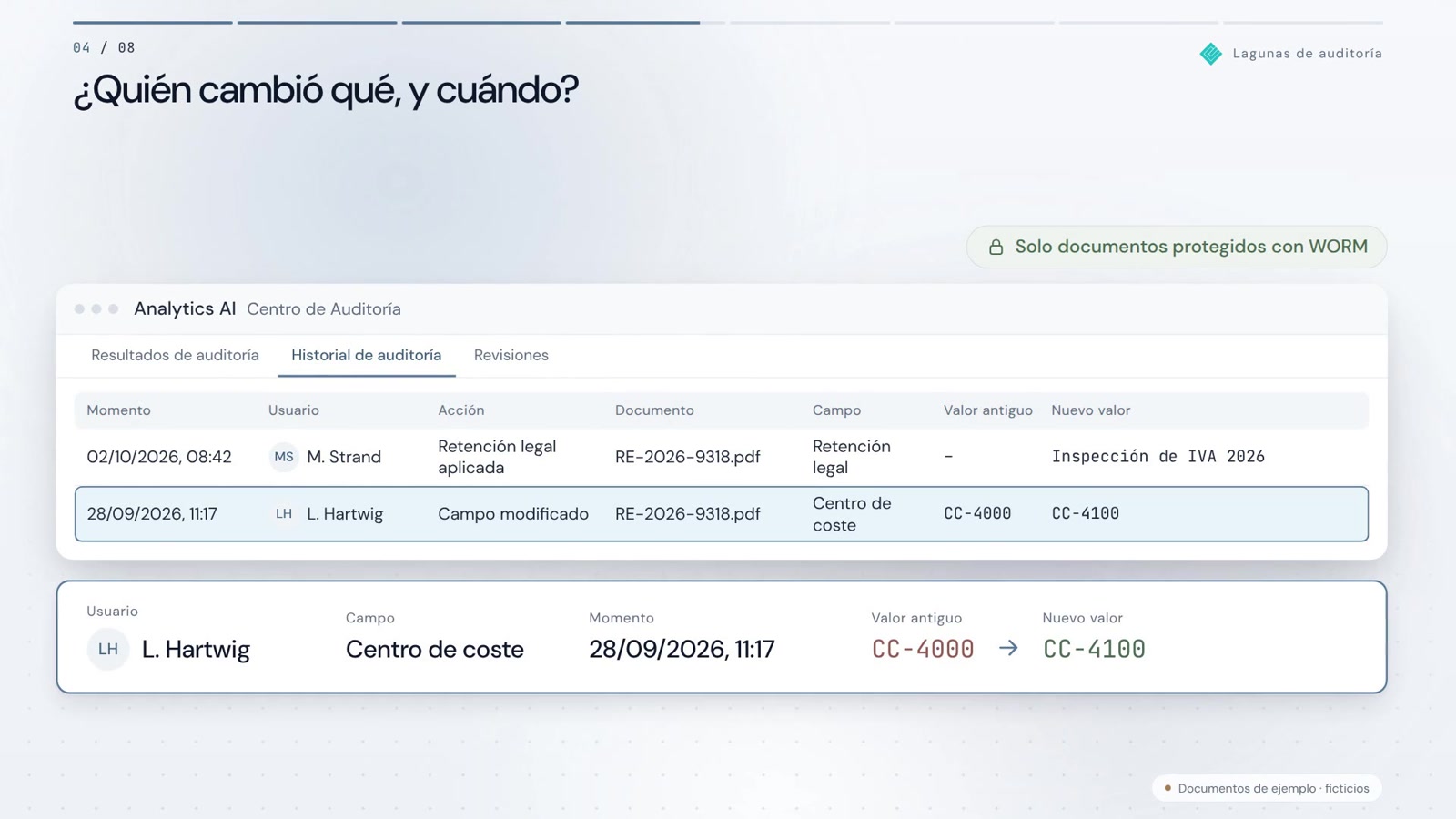 el auditor pregunta. la prueba está presente.